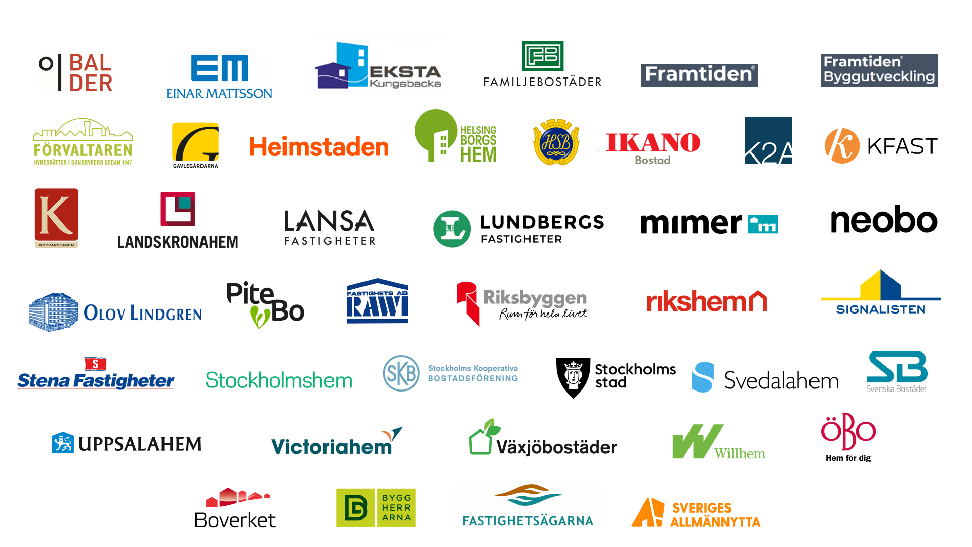Logotyper på BeBos medlemmar